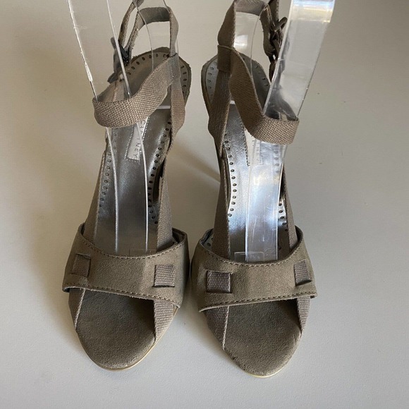 STELLA MCCARTNEY Sandal Open Toe Ankle Strap Suede Canvas Buckle Cone He… - Picture 10 of 11